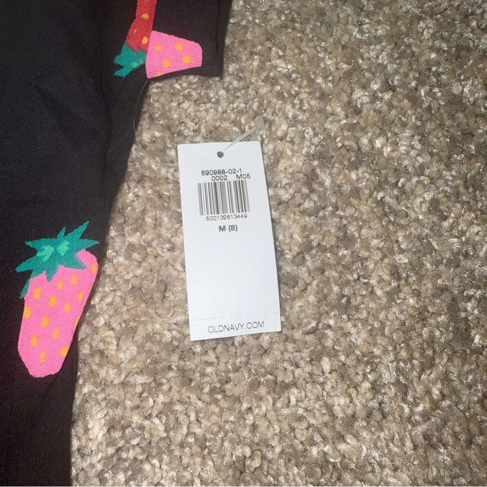 Old Navy - Strawberry Printed Short-Sleeve Button-Front Romper - Girls M (8) - Picture 3 of 6